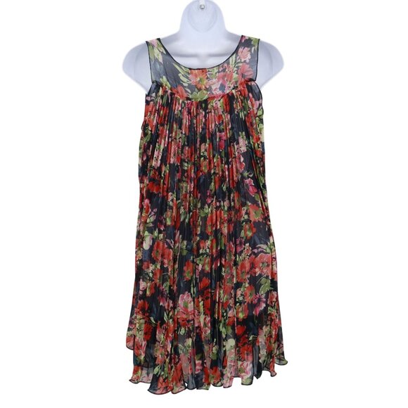 Black Sheep Pleated Mini Dress Womens XS Black Coquette Fairycore Bloomcore Boho - Picture 3 of 16